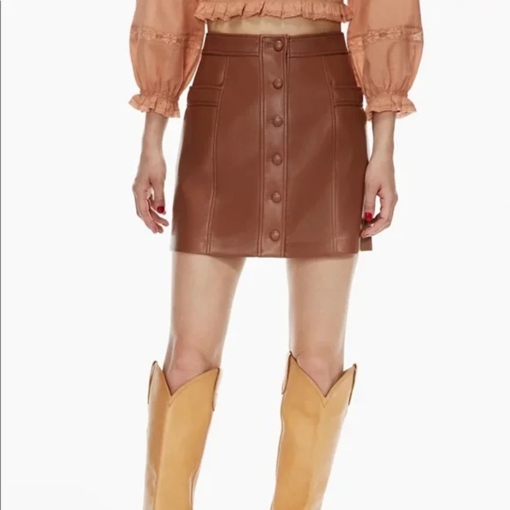 Aritzia Wilfred Lila Vegan Leather Mini Skirt